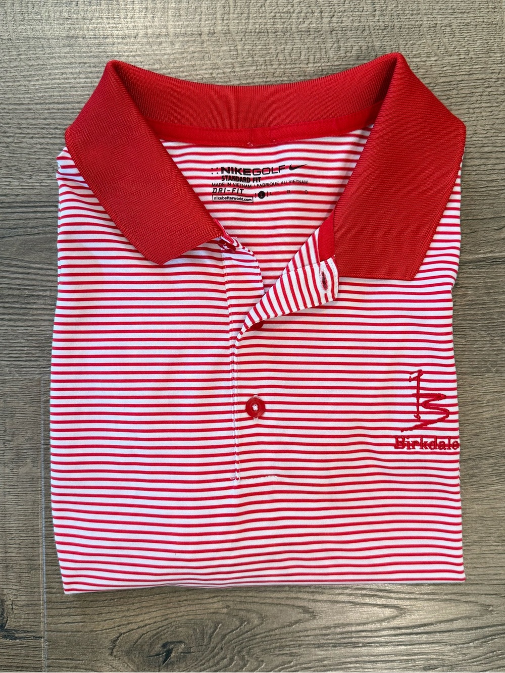 Nike Golf Red & White Stripe Men’s Golf Polo. Birkdale Golf Club